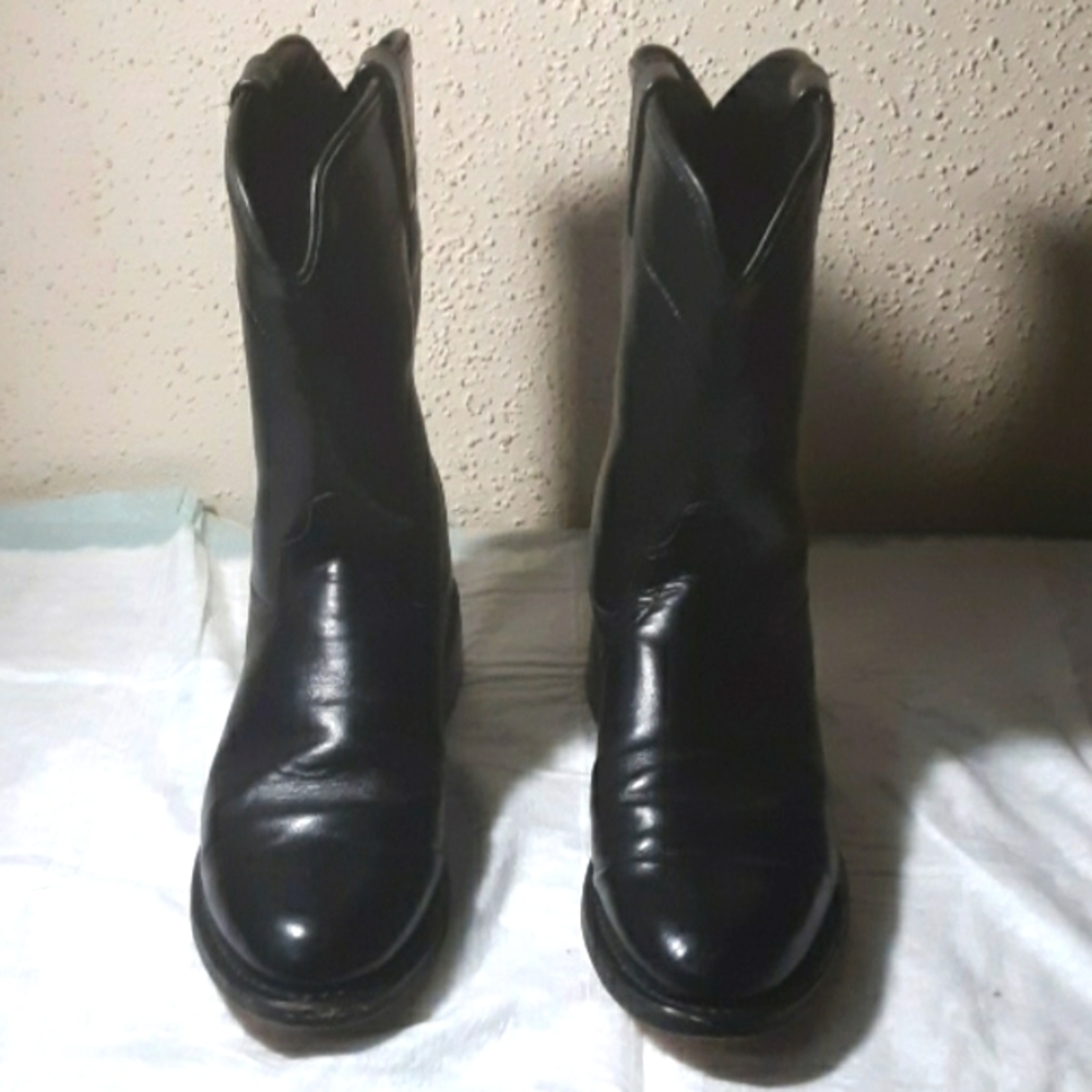 Old West Black Roper Cowboy Boots